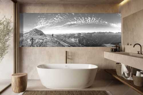 Blick vom Schafreuter auf den Karwendelhauptkamm - Bellvedere - Größe ca. 300x100cm, Seitenverhältnis 3:1 - Schafreiter Wolkenstimmung im Karwendel - weitere Infos unter https://www.kriner-weiermann.de