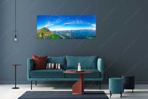 Blick vom Schafreuter auf den Karwendelhauptkamm - Bellvedere - Größe ca. 175x70cm, Seitenverhältnis 2,5:1 - Schafreiter Wolkenstimmung im Karwendel - weitere Infos unter https://www.kriner-weiermann.de