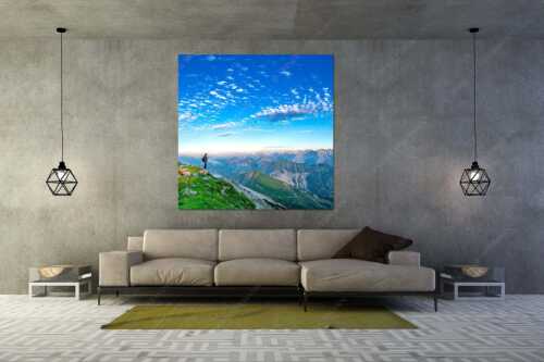 Blick vom Schafreuter auf den Karwendelhauptkamm - Bellvedere - Größe ca. 160x160cm, Seitenverhältnis 1:1 - Schafreiter Wolkenstimmung im Karwendel - weitere Infos unter https://www.kriner-weiermann.de