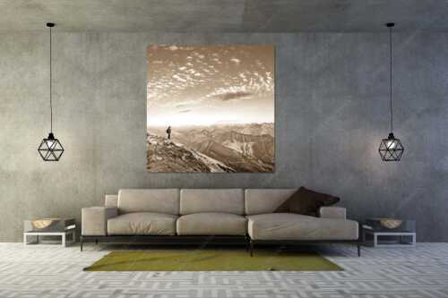 Blick vom Schafreuter auf den Karwendelhauptkamm - Bellvedere - Größe ca. 160x160cm, Seitenverhältnis 1:1 - Schafreiter Wolkenstimmung im Karwendel - weitere Infos unter https://www.kriner-weiermann.de