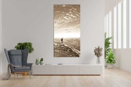Blick vom Schafreuter auf den Karwendelhauptkamm - Bellvedere - Größe ca. 90x180cm, Seitenverhältnis 1:2 - Schafreiter Wolkenstimmung im Karwendel - weitere Infos unter https://www.kriner-weiermann.de
