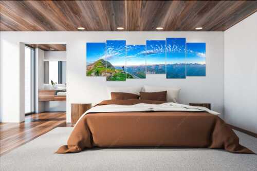 Blick vom Schafreuter auf den Karwendelhauptkamm - Bellvedere - 6er Split, Größe ca. 280x112cm, Seitenverhältnis 2,5:1 - Schafreiter Wolkenstimmung im Karwendel - weitere Infos unter https://www.kriner-weiermann.de