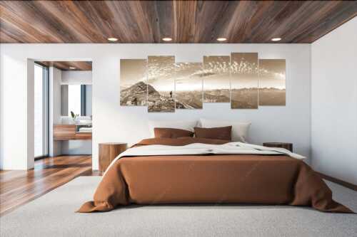 Blick vom Schafreuter auf den Karwendelhauptkamm - Bellvedere - 6er Split, Größe ca. 280x112cm, Seitenverhältnis 2,5:1 - Schafreiter Wolkenstimmung im Karwendel - weitere Infos unter https://www.kriner-weiermann.de
