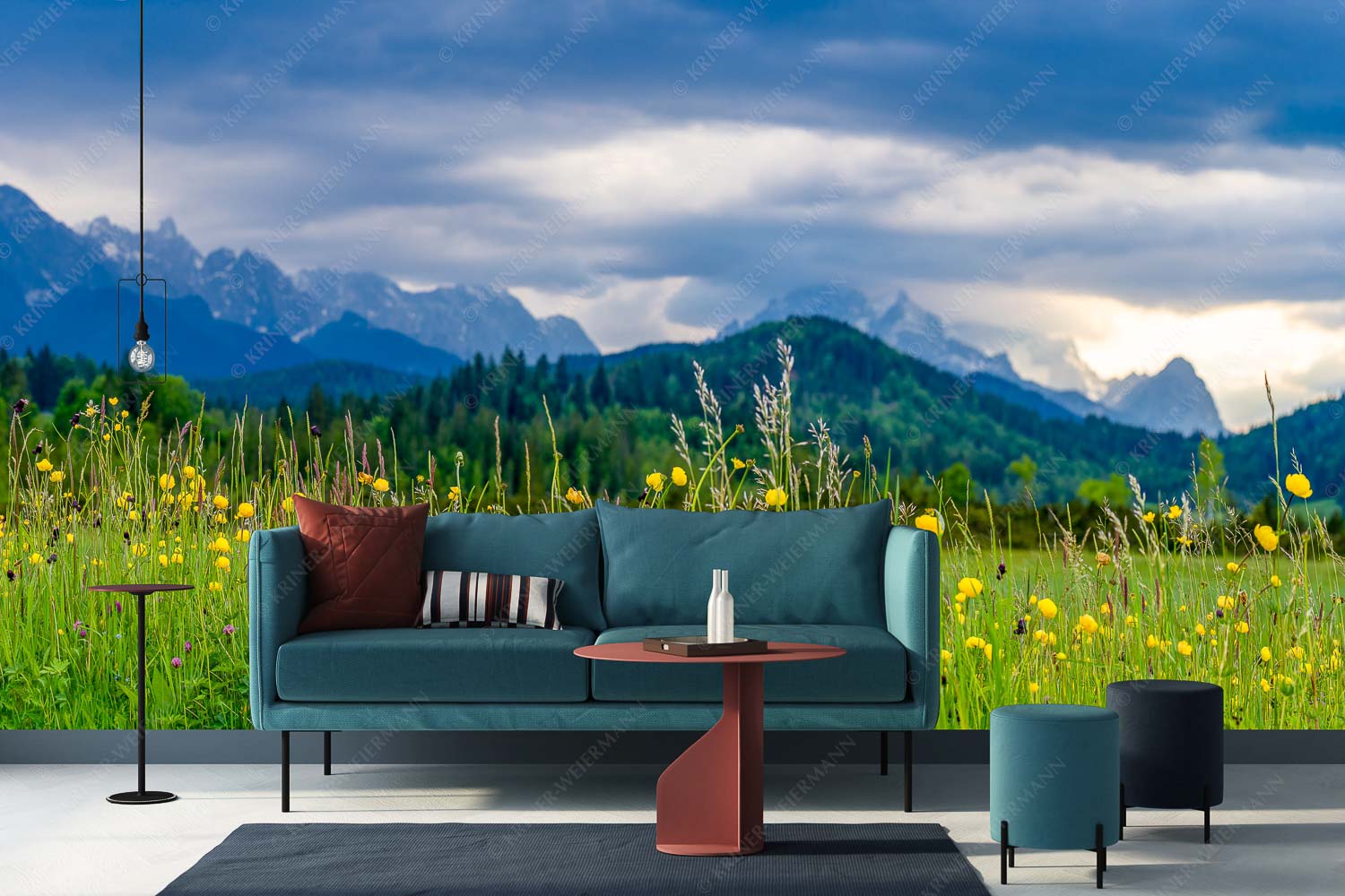 Blumen und Gräser – Größe ca. 400x200cm, Seitenverhältnis 2: — Blumenwiese am Barmsee Blick über Blumenwiese bei Krün mit Blick zum Wettersteingebirge - Blumen und Gräser - Größe ca. 400x200cm, Seitenverhältnis 2: - Blumenwiese am Barmsee - weitere Infos unter https://www.kriner-weiermann.de