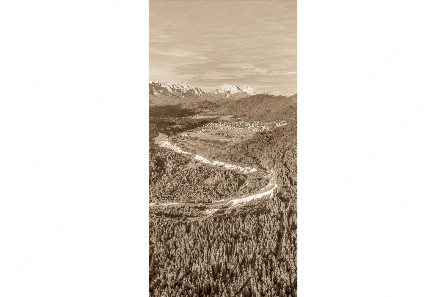 Das Obere Isartal – Seitenverhältnis 1:2 — Isar mit Wallgau Krün und Wetterstein Blick über die Isar, Wallgau und Krün zum Wettersteingebirge