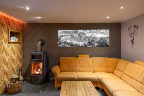 Die Sonne scheint noch kurz entlang des Hallerangers in die Nordwand der Speckkarspitze - Der Abschiedskuss - Größe ca. 180x60cm, Seitenverhältnis 3:1 - Speckkarspitze im Karwendel - weitere Infos unter https://www.kriner-weiermann.de