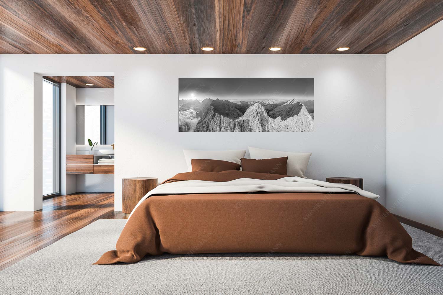 Der Mensch ist klein – Größe ca. 200x80cm, Seitenverhältnis 2,5:1 — Kaskarspitze im Karwendel Bergsteiger auf dem Gipfel der Kaskarspitze blickt ins Karwendelgebirge - Der Mensch ist klein - Größe ca. 200x80cm, Seitenverhältnis 2,5:1 - Kaskarspitze im Karwendel - weitere Infos unter https://www.kriner-weiermann.de