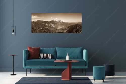 Blick über Ferchensee zur Unteren und Oberen Wettersteinspitze. - Die Perle - Größe ca. 175x70cm, Seitenverhältnis 2,5:1 - Ferchensee am Wetterstein - weitere Infos unter https://www.kriner-weiermann.de