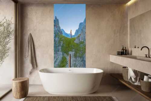 Kletterer an der Lafatscher Nordwand im Karwendelgebirge - Drachenhaut - Größe ca. 100x200cm, Seitenverhältnis 1:2 - Klettern am Lafatscher im Karwendel - weitere Infos unter https://www.kriner-weiermann.de