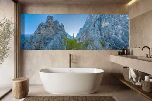 Kletterer an der Lafatscher Nordwand im Karwendelgebirge - Drachenhaut - Größe ca. 300x100cm, Seitenverhältnis 3:1 - Klettern am Lafatscher im Karwendel - weitere Infos unter https://www.kriner-weiermann.de