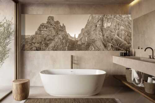 Kletterer an der Lafatscher Nordwand im Karwendelgebirge - Drachenhaut - Größe ca. 300x100cm, Seitenverhältnis 3:1 - Klettern am Lafatscher im Karwendel - weitere Infos unter https://www.kriner-weiermann.de