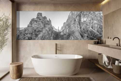 Kletterer an der Lafatscher Nordwand im Karwendelgebirge - Drachenhaut - Größe ca. 300x100cm, Seitenverhältnis 3:1 - Klettern am Lafatscher im Karwendel - weitere Infos unter https://www.kriner-weiermann.de