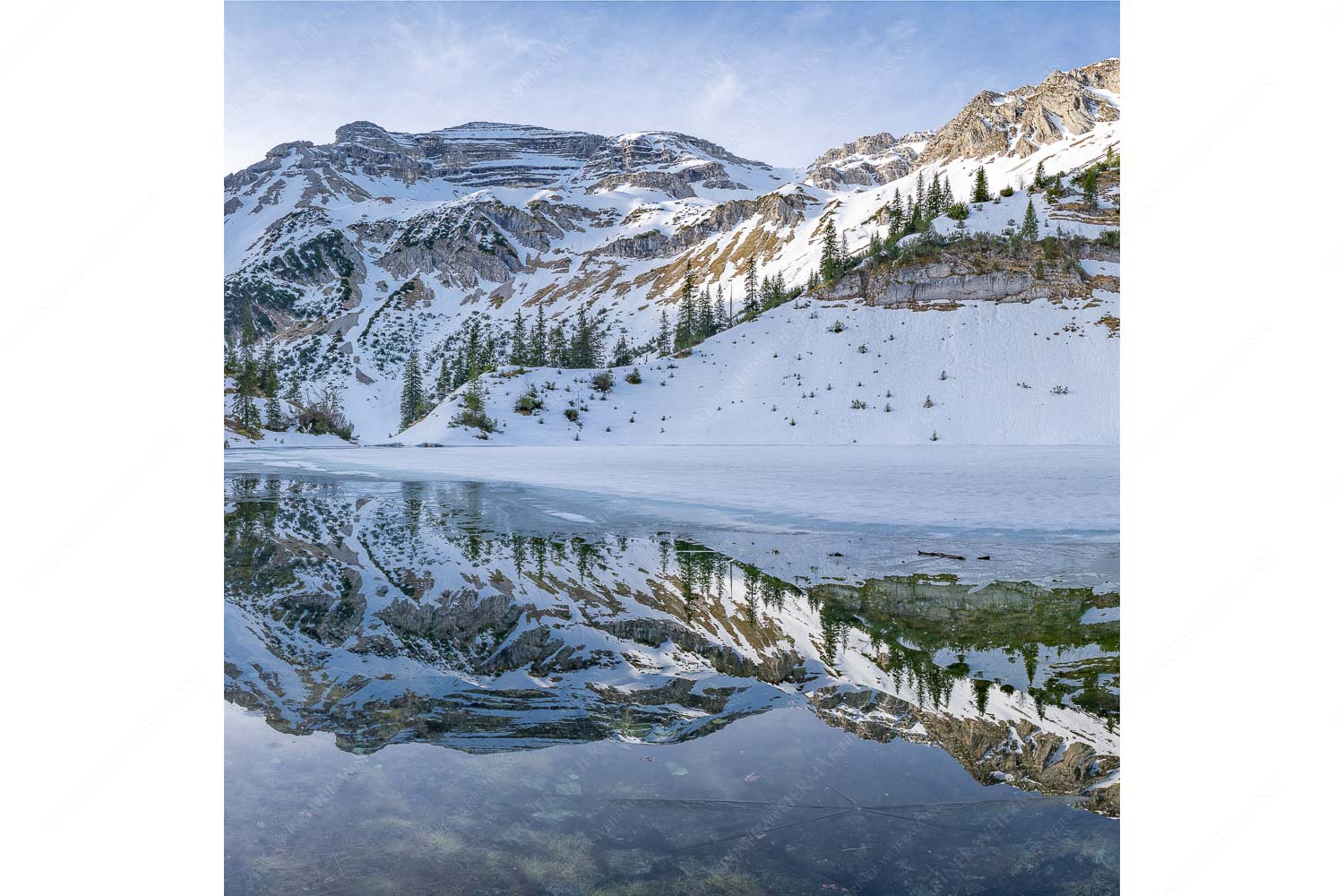 Ein Hauch von Frühling – Seitenverhältnis 1:1 — Frühling am Soiernsee Im Frühling wenn das Eis auf dem Soiernsee zu schmelzen beginnt ist es noch menschenleer