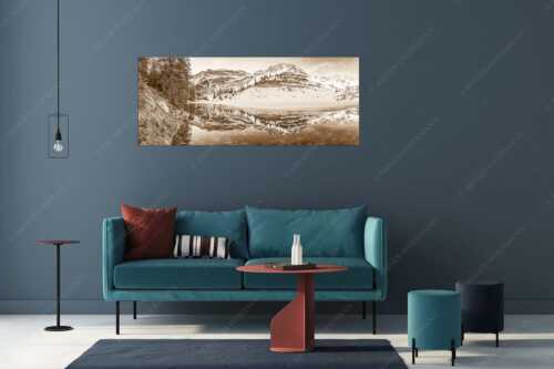 Im Frühling wenn das Eis auf dem Soiernsee zu schmelzen beginnt ist es noch menschenleer - Ein Hauch von Frühling - Größe ca. 175x70cm, Seitenverhältnis 2,5:1 - Frühling am Soiernsee - weitere Infos unter https://www.kriner-weiermann.de