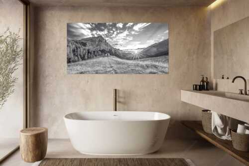 Weg zur Kapelle an der Hallerangeralm mit Kleinen Lafatscher - Ein Moment der Stille - Größe ca. 180x90cm, Seitenverhältnis 2:1 - Kapelle Hallerangeralm im Karwendel - weitere Infos unter https://www.kriner-weiermann.de