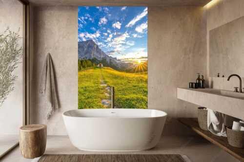 Weg zur Kapelle an der Hallerangeralm mit Kleinen Lafatscher - Ein Moment der Stille - Größe ca. 160x240cm, Seitenverhältnis 2:3 - Kapelle Hallerangeralm im Karwendel - weitere Infos unter https://www.kriner-weiermann.de