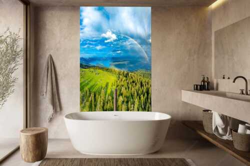 Regenbogen über dem Simetsberg und Walchensee - Farbenkranz - Größe ca. 160x240cm, Seitenverhältnis 2:3 - Simetsberg Walchensee Regenborgen - weitere Infos unter https://www.kriner-weiermann.de