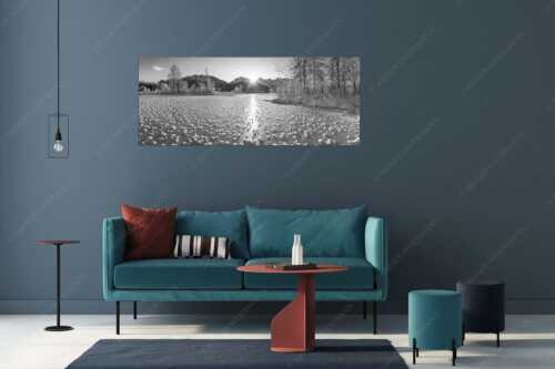 Bei großer Kälte und ohne Niederschlag bilden sich tausende Eisrosen am Barmsee - Filigran - Größe ca. 175x70cm, Seitenverhältnis 2,5:1 - Barmsee mit Karwendel - weitere Infos unter https://www.kriner-weiermann.de