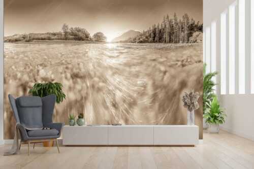 Sonnenaufgang an der Isar mit Karwendelgebirge - Freude am Fließen - Größe ca. 300x200cm, Seitenverhältnis 3: - Isar Wasser - weitere Infos unter https://www.kriner-weiermann.de