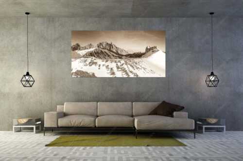 Blick über das Puittal zur Schüsselkar- und Leutascher Dreitorspitze im Wettersteingebirge - Freudige Aktion - Größe ca. 200x100cm, Seitenverhältnis 2:1 - Winterwanderung Wetterstein - weitere Infos unter https://www.kriner-weiermann.de