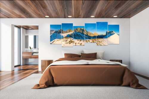 Blick über das Puittal zur Schüsselkar- und Leutascher Dreitorspitze im Wettersteingebirge - Freudige Aktion - 6er Split, Größe ca. 280x112cm, Seitenverhältnis 2,5:1 - Winterwanderung Wetterstein - weitere Infos unter https://www.kriner-weiermann.de