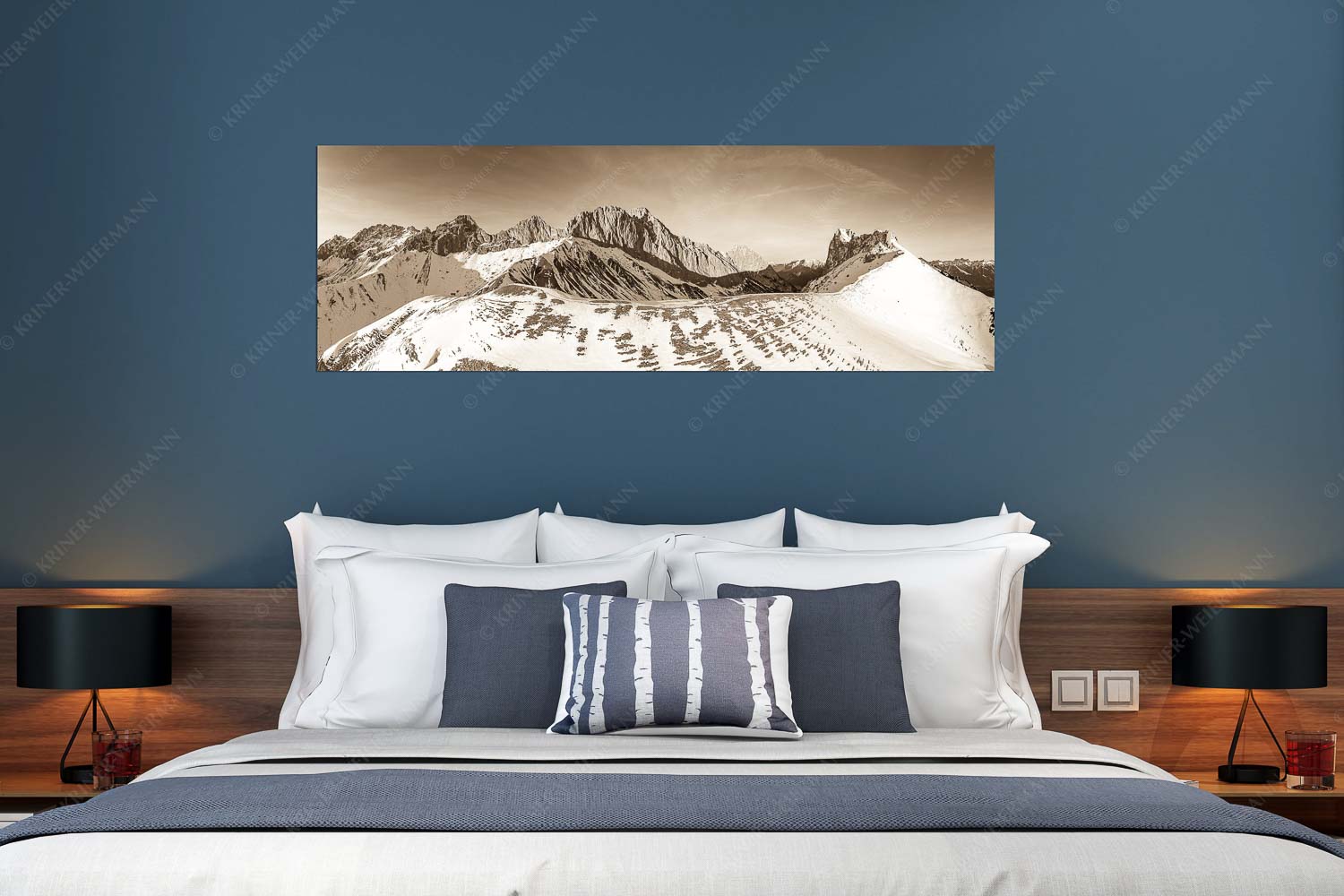 Freudige Aktion – Größe ca. 180x60cm, Seitenverhältnis 3:1 — Winterwanderung Wetterstein Blick über das Puittal zur Schüsselkar- und Leutascher Dreitorspitze im Wettersteingebirge - Freudige Aktion - Größe ca. 180x60cm, Seitenverhältnis 3:1 - Winterwanderung Wetterstein - weitere Infos unter https://www.kriner-weiermann.de