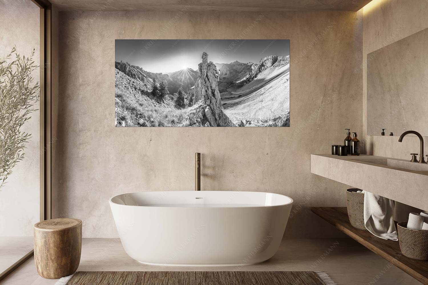 Früh am Fels – Größe ca. 180x90cm, Seitenverhältnis 2:1 — Klettern im Soierngebirge Klettererin unterwegs im Soiern bei Sonnenaufgang - Früh am Fels - Größe ca. 180x90cm, Seitenverhältnis 2:1 - Klettern im Soierngebirge - weitere Infos unter https://www.kriner-weiermann.de