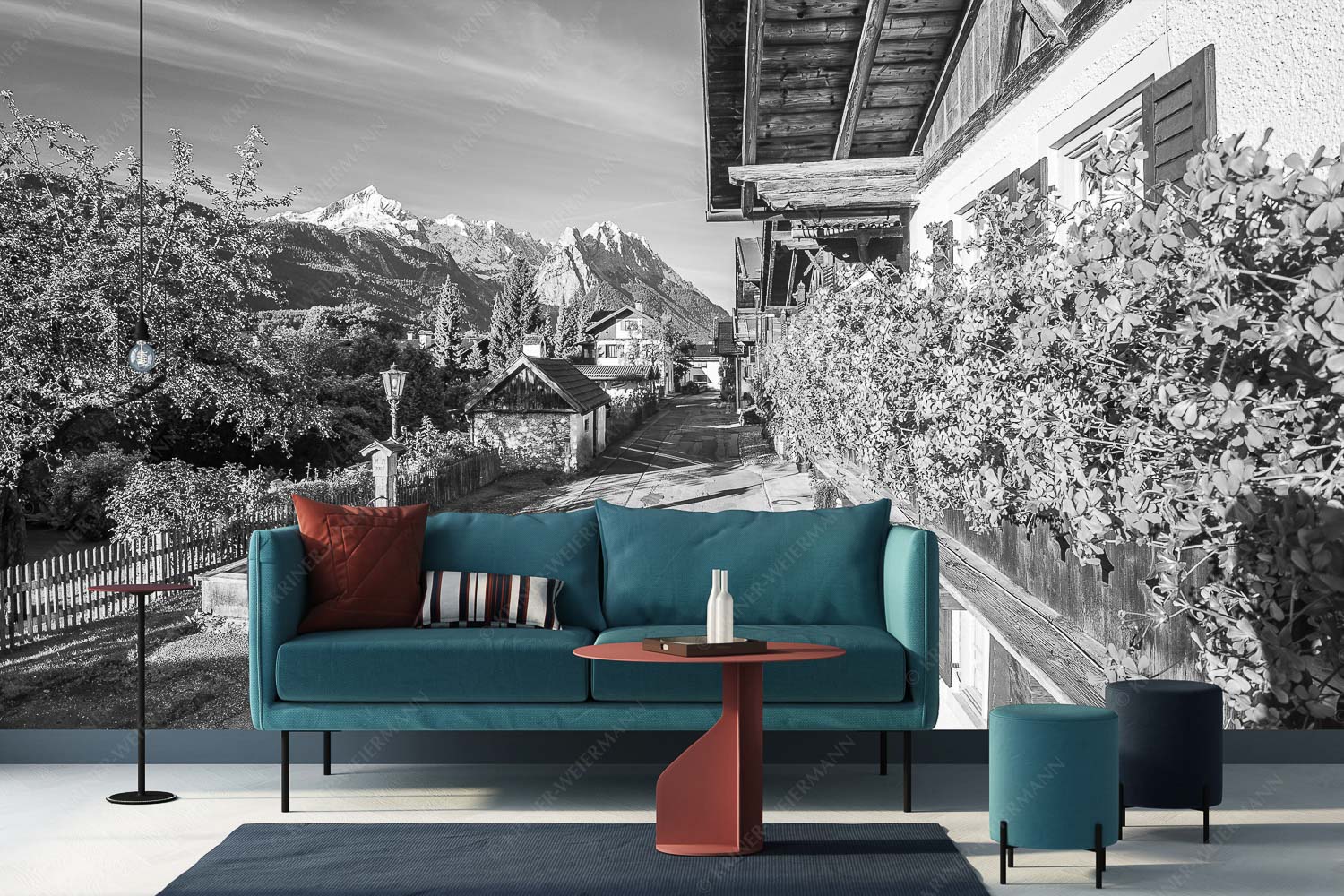 Frühlingsstraße – Größe ca. 400x200cm, Seitenverhältnis 2:1 — Garmisch mit Alpspitze und Waxenstein Blick von der Frühlingsstraße in Garmisch zum Zugspitzmassiv im Wetterstein - Frühlingsstraße - Größe ca. 400x200cm, Seitenverhältnis 2:1 - Garmisch mit Alpspitze und Waxenstein - weitere Infos unter https://www.kriner-weiermann.de