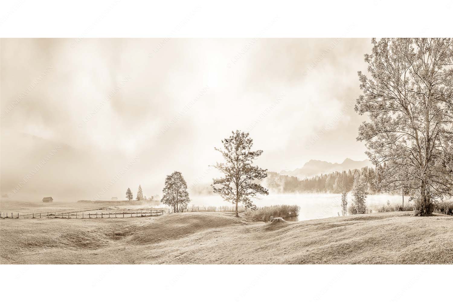 Frühnebel – Seitenverhältnis 2:1 — Geroldsee mit Karwendel Morgenstimmung am Geroldsee mit Blick zum Karwendelgebirge