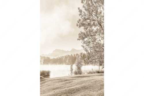 Morgenstimmung am Geroldsee mit Blick zum Karwendelgebirge - Frühnebel - Seitenverhältnis 2:3 - Geroldsee mit Karwendel - weitere Infos unter https://www.kriner-weiermann.de