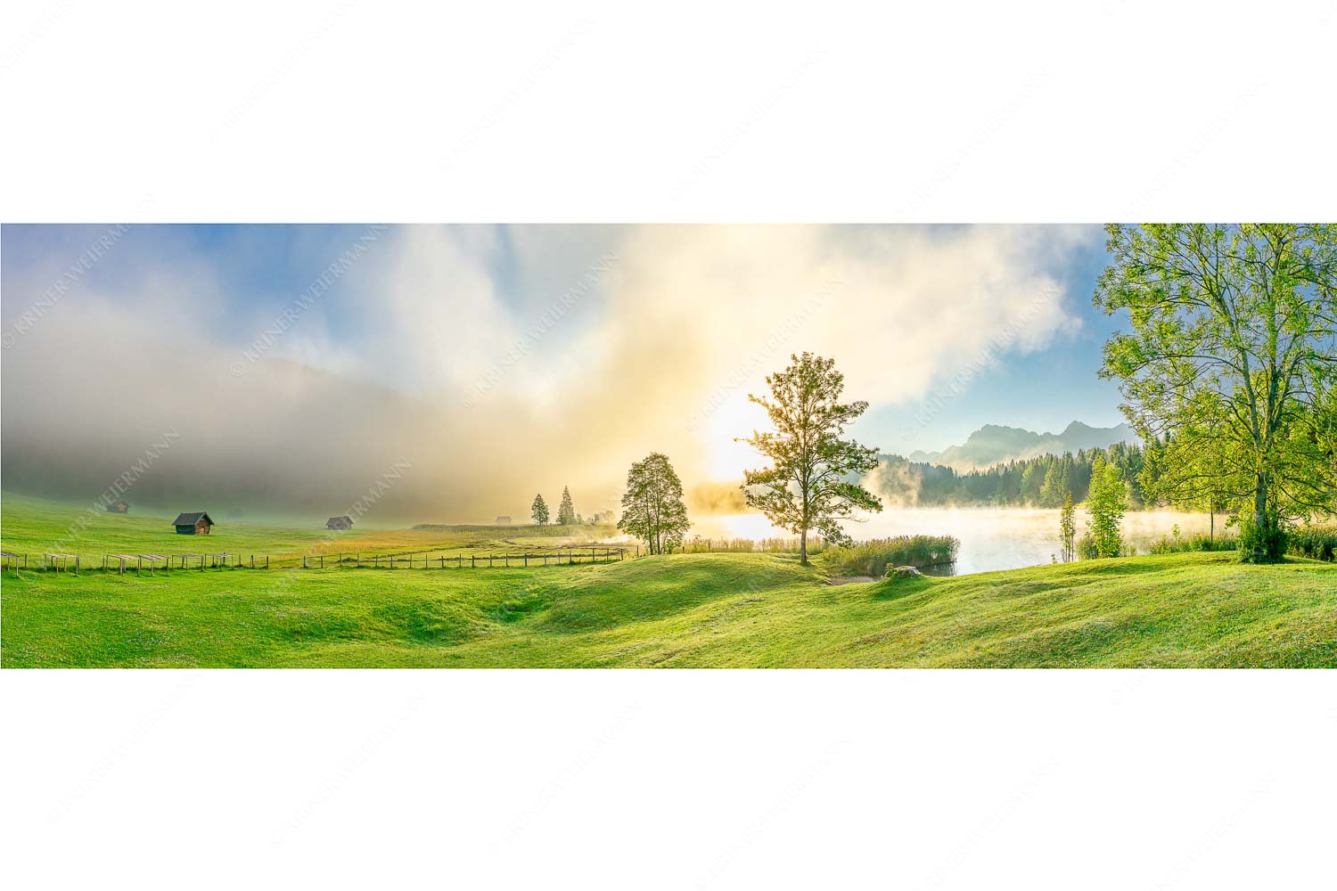 Frühnebel – Seitenverhältnis 3:1 — Geroldsee mit Karwendel Morgenstimmung am Geroldsee mit Blick zum Karwendelgebirge
