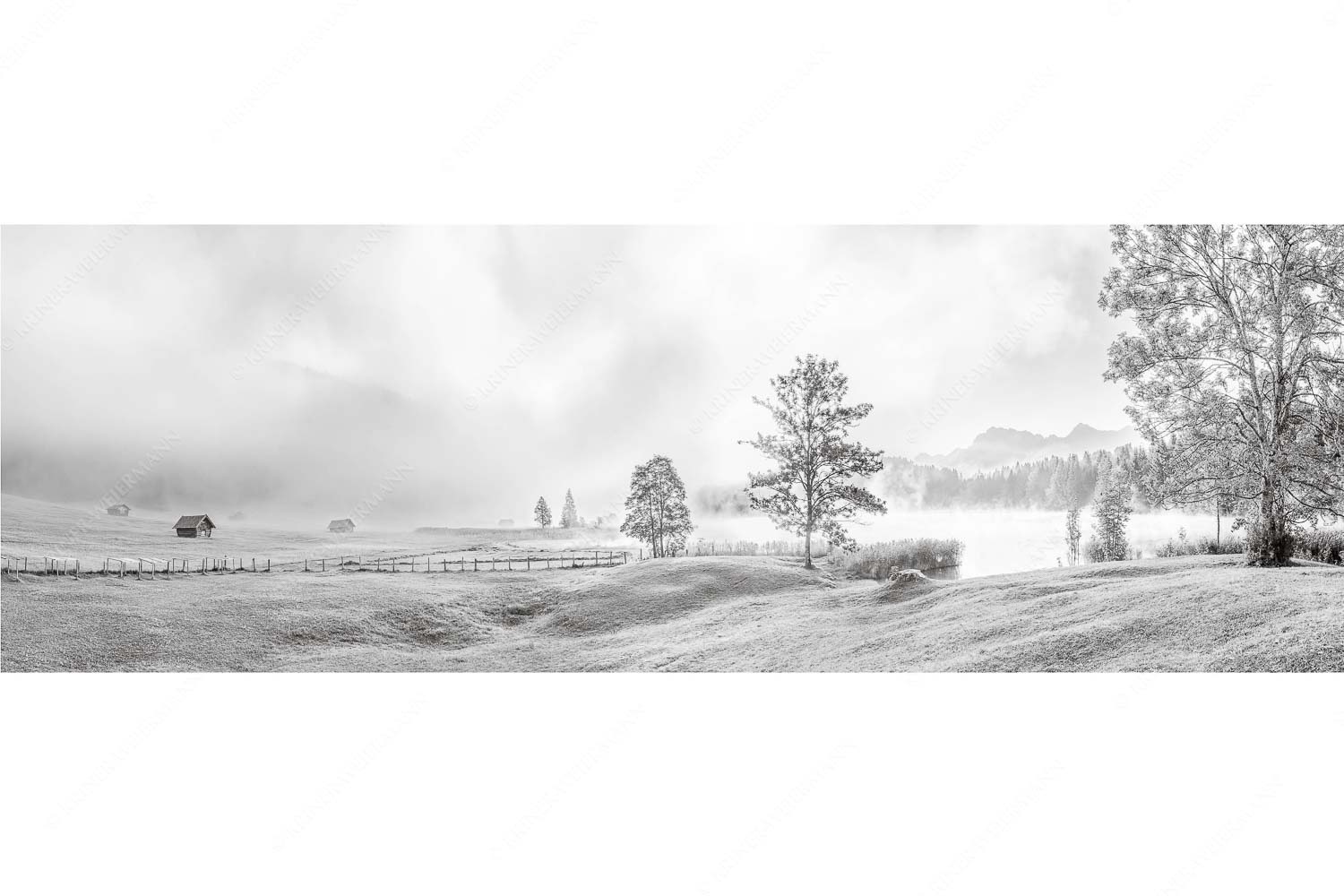 Frühnebel – Seitenverhältnis 3:1 — Geroldsee mit Karwendel Morgenstimmung am Geroldsee mit Blick zum Karwendelgebirge
