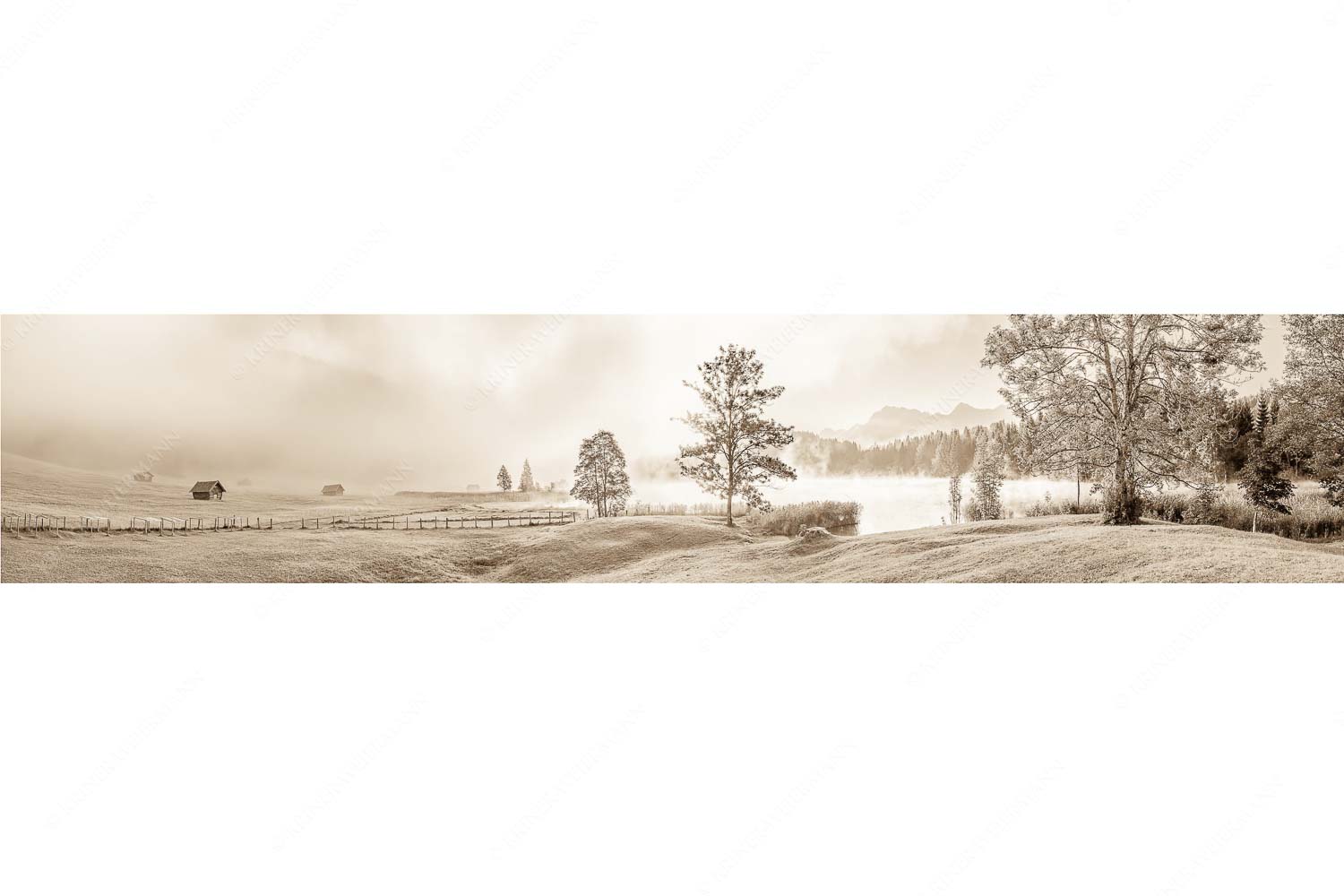 Frühnebel – Seitenverhältnis 5:1 — Geroldsee mit Karwendel Morgenstimmung am Geroldsee mit Blick zum Karwendelgebirge