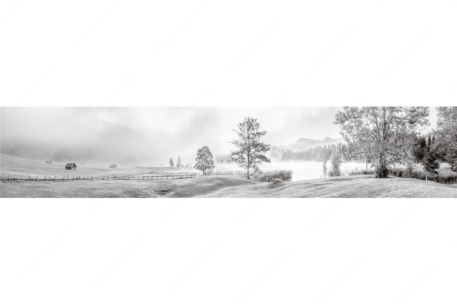 Frühnebel – Seitenverhältnis 5:1 — Geroldsee mit Karwendel Morgenstimmung am Geroldsee mit Blick zum Karwendelgebirge