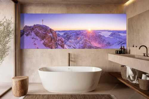 Herrlicher Morgen im Winter - Glasklar - Wandbild - Größe ca. 300x100cm, Seitenverhältnis 3:1 - Zugspitze Sonnenaufgang - weitere Infos unter https://www.kriner-weiermann.de