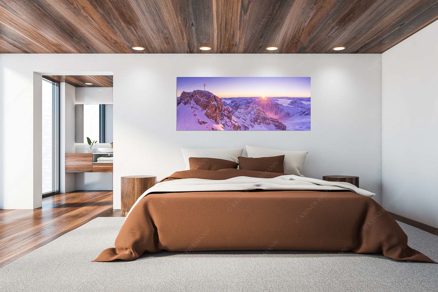 Glasklar – Wandbild – Größe ca. 200x80cm, Seitenverhältnis 2,5:1 — Zugspitze Sonnenaufgang Herrlicher Morgen im Winter - Glasklar - Wandbild - Größe ca. 200x80cm, Seitenverhältnis 2,5:1 - Zugspitze Sonnenaufgang - weitere Infos unter https://www.kriner-weiermann.de