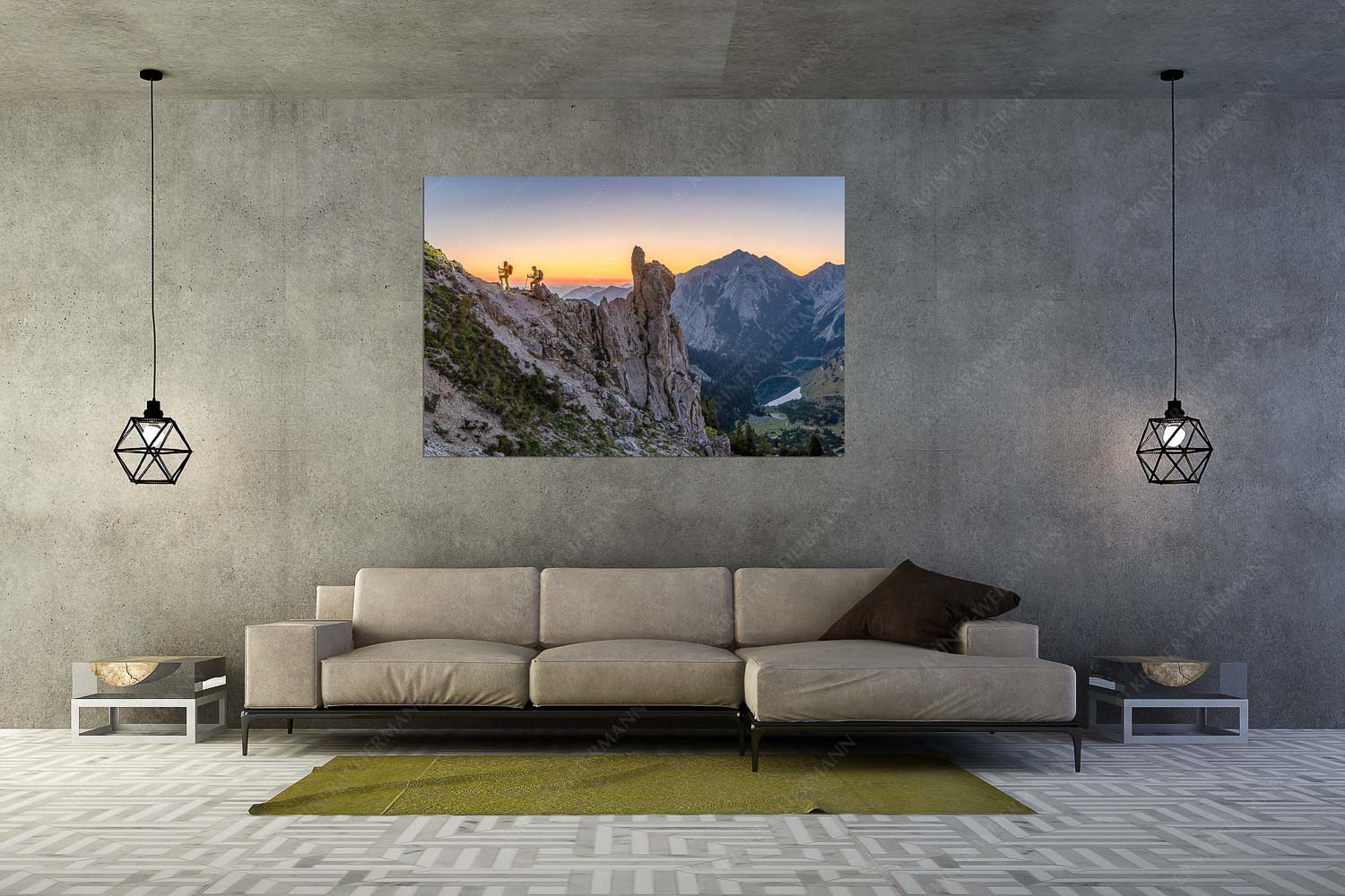 Götterdämmerung – Größe ca. 180x120cm, Seitenverhältnis 3:2 — Aufstieg im Soierngebirge Die Morgendämmerung verspricht ein tolles Erlebnis im Aufstieg zur Schöttlkarspitze - Götterdämmerung - Größe ca. 180x120cm, Seitenverhältnis 3:2 - Aufstieg im Soierngebirge - weitere Infos unter https://www.kriner-weiermann.de