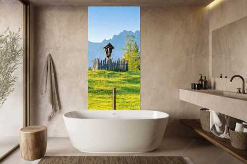 Wegkreuz mit Wörner, Tiefkarspitze und Westlicher Karwendelspitze - Göttlich - Größe ca. 100x200cm, Seitenverhältnis 1:2 - Feldkreuz in den Buckelwiesen mit Karwendel - weitere Infos unter https://www.kriner-weiermann.de