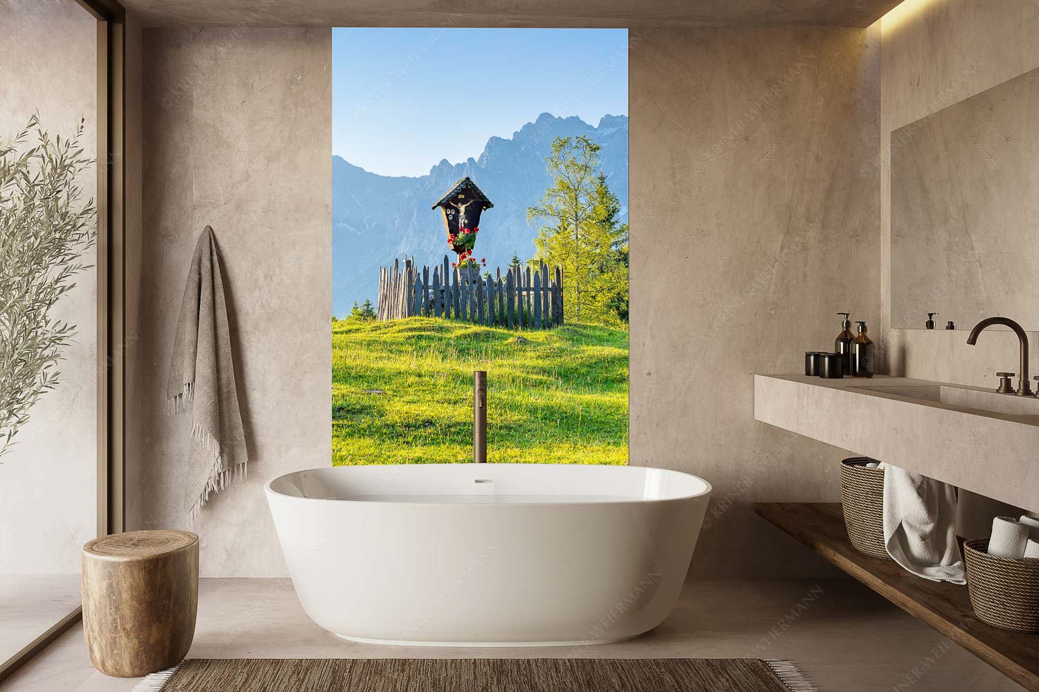 Göttlich – Größe ca. 160x240cm, Seitenverhältnis 2:3 — Feldkreuz in den Buckelwiesen mit Karwendel Wegkreuz mit Wörner, Tiefkarspitze und Westlicher Karwendelspitze - Göttlich - Größe ca. 160x240cm, Seitenverhältnis 2:3 - Feldkreuz in den Buckelwiesen mit Karwendel - weitere Infos unter https://www.kriner-weiermann.de