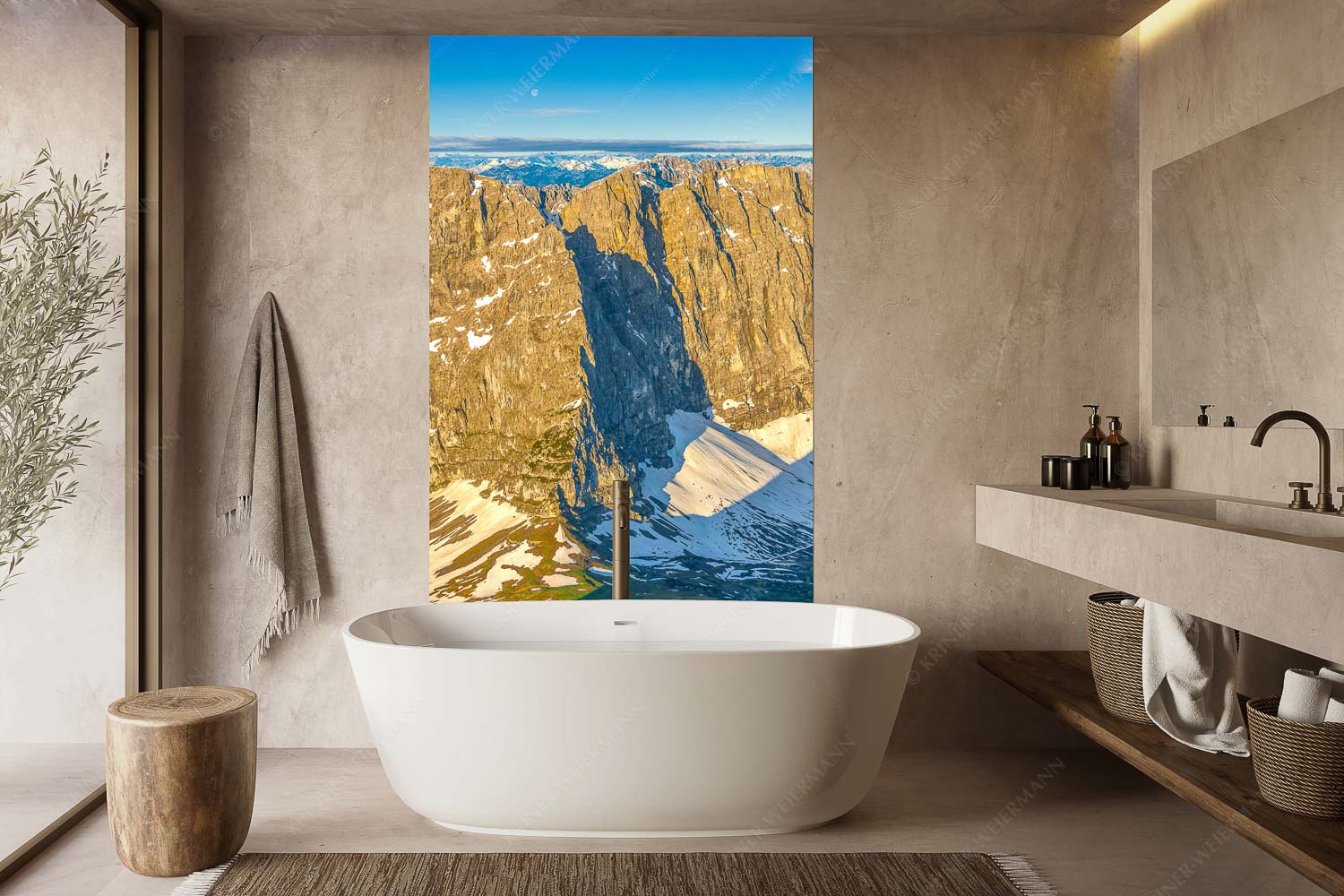 Goldener Riegel – Größe ca. 160x240cm, Seitenverhältnis 2:3 — Karwendelhauptkamm Blick in die Laliderer Nordwände im Karwendel bei Sonnenaufgang - Goldener Riegel - Größe ca. 160x240cm, Seitenverhältnis 2:3 - Karwendelhauptkamm - weitere Infos unter https://www.kriner-weiermann.de