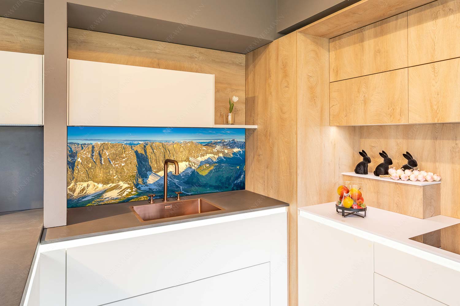Blick in die Laliderer Nordwände im Karwendel bei Sonnenaufgang - Goldener Riegel - Größe ca. 150x60cm, Seitenverhältnis 2,5:1 - Karwendelhauptkamm - weitere Infos unter https://www.kriner-weiermann.de