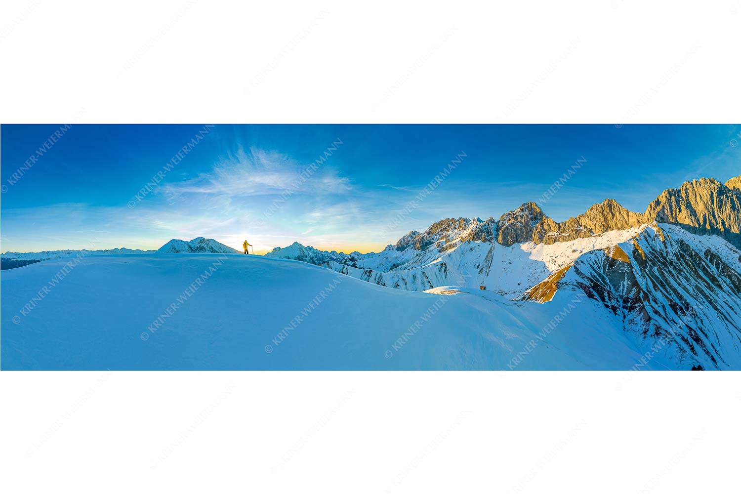 Grandiose Kulisse – Seitenverhältnis 3:1 — Winterwanderung zum Scharnitzjoch im Wetterstein Winterliche Wanderung auf der Wettersteinsüdseite