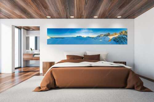 Winterliche Wanderung auf der Wettersteinsüdseite - Grandiose Kulisse - Größe ca. 300x60cm, Seitenverhältnis 5:1 - Winterwanderung zum Scharnitzjoch im Wetterstein - weitere Infos unter https://www.kriner-weiermann.de
