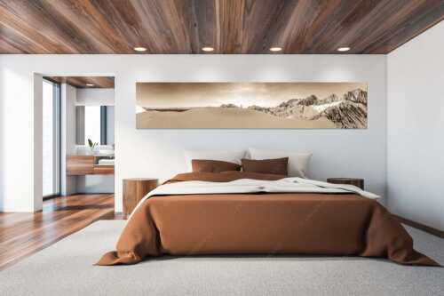 Winterliche Wanderung auf der Wettersteinsüdseite - Grandiose Kulisse - Größe ca. 300x60cm, Seitenverhältnis 5:1 - Winterwanderung zum Scharnitzjoch im Wetterstein - weitere Infos unter https://www.kriner-weiermann.de
