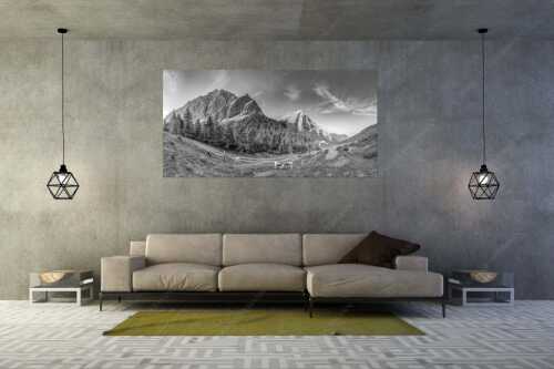 Jungvieh auf der Hallerangeralm mit Speckkar- und Lafatscherspitze im Karwendelgebirge - Halleranger Almweide - Größe ca. 200x100cm, Seitenverhältnis 2:1 - Speckkar und Lafatscher im Karwendel - weitere Infos unter https://www.kriner-weiermann.de