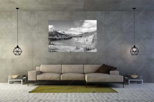 Blick über den Geroldsee zum Zugspitzmassiv mit Alpspitze, Zugspitze und Waxenstein - Heimatsee - Wandbild - Größe ca. 180x120cm, Seitenverhältnis 3:2 - Geroldsee mit Wetterstein - weitere Infos unter https://www.kriner-weiermann.de