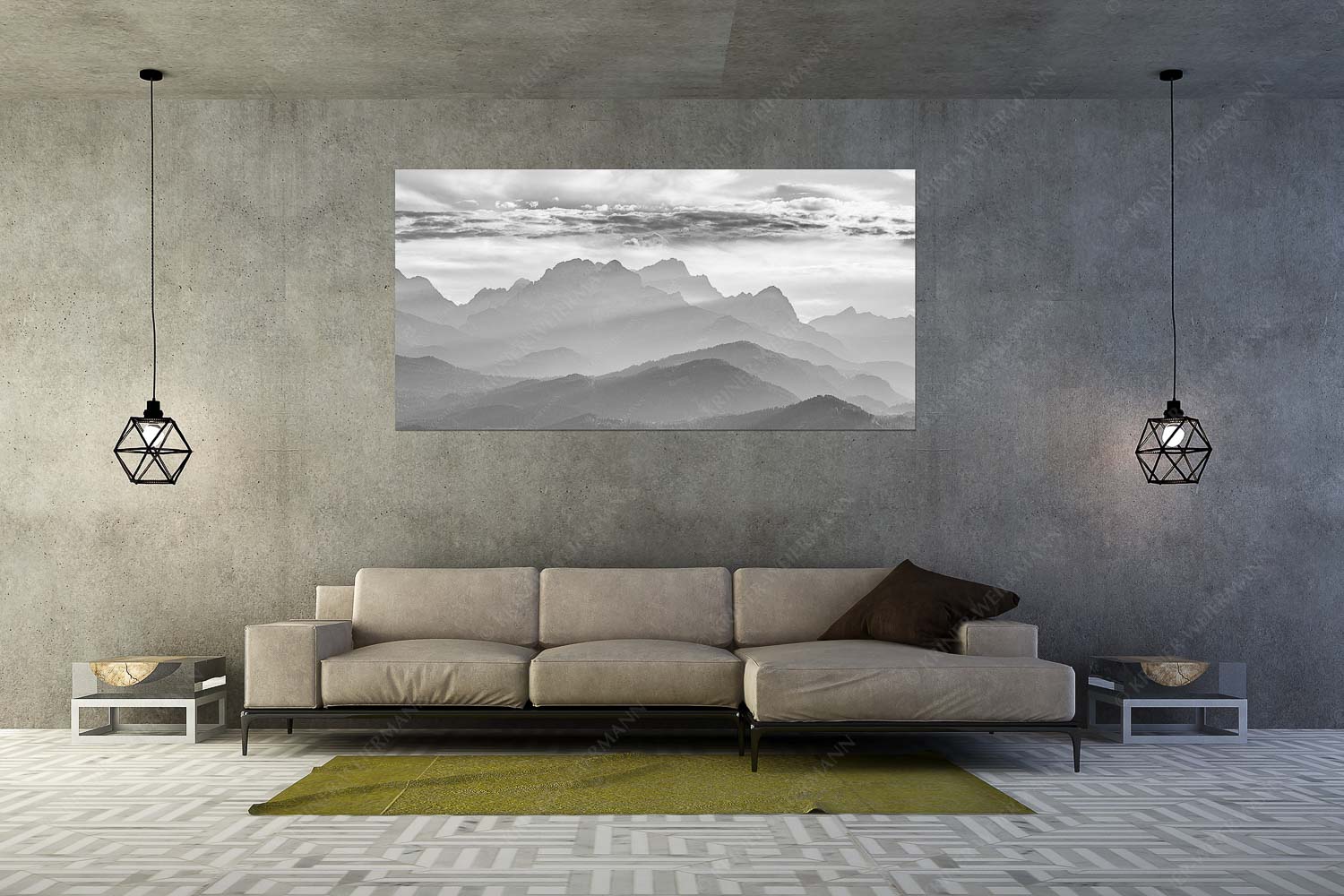 Heimatsilhouetten – Größe ca. 200x100cm, Seitenverhältnis 2:1 — Abendlicht am Zugspitzmassiv Traumhafte Abendstimmung in den unzähligen Gipfeln des Wetterstein- und Zugspitzmassivs - Heimatsilhouetten - Größe ca. 200x100cm, Seitenverhältnis 2:1 - Abendlicht am Zugspitzmassiv - weitere Infos unter https://www.kriner-weiermann.de