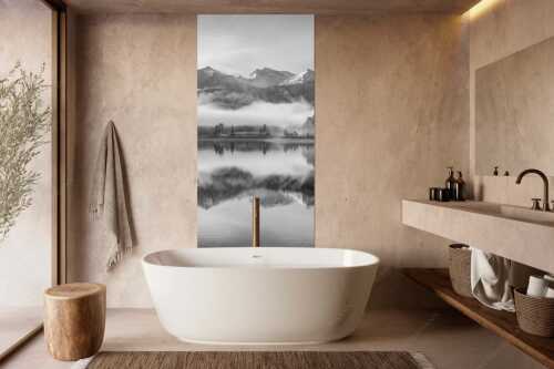 Wie verzaubert liegt die Halbinsel Zwergern im Walchensee mit Soiernblick - Heimatsymphonie - Größe ca. 100x200cm, Seitenverhältnis 1:2 - Walchensee mit Soierngebirge - weitere Infos unter https://www.kriner-weiermann.de