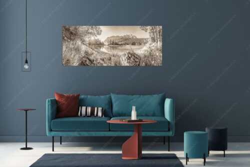 Blick über Eibsee zur Zugspitze im Wettersteingebirge - Heimliche Bucht - Wandbild - Größe ca. 175x70cm, Seitenverhältnis 2,5:1 - Sonnenaufgang am Eibsee mit Zugspitze - weitere Infos unter https://www.kriner-weiermann.de
