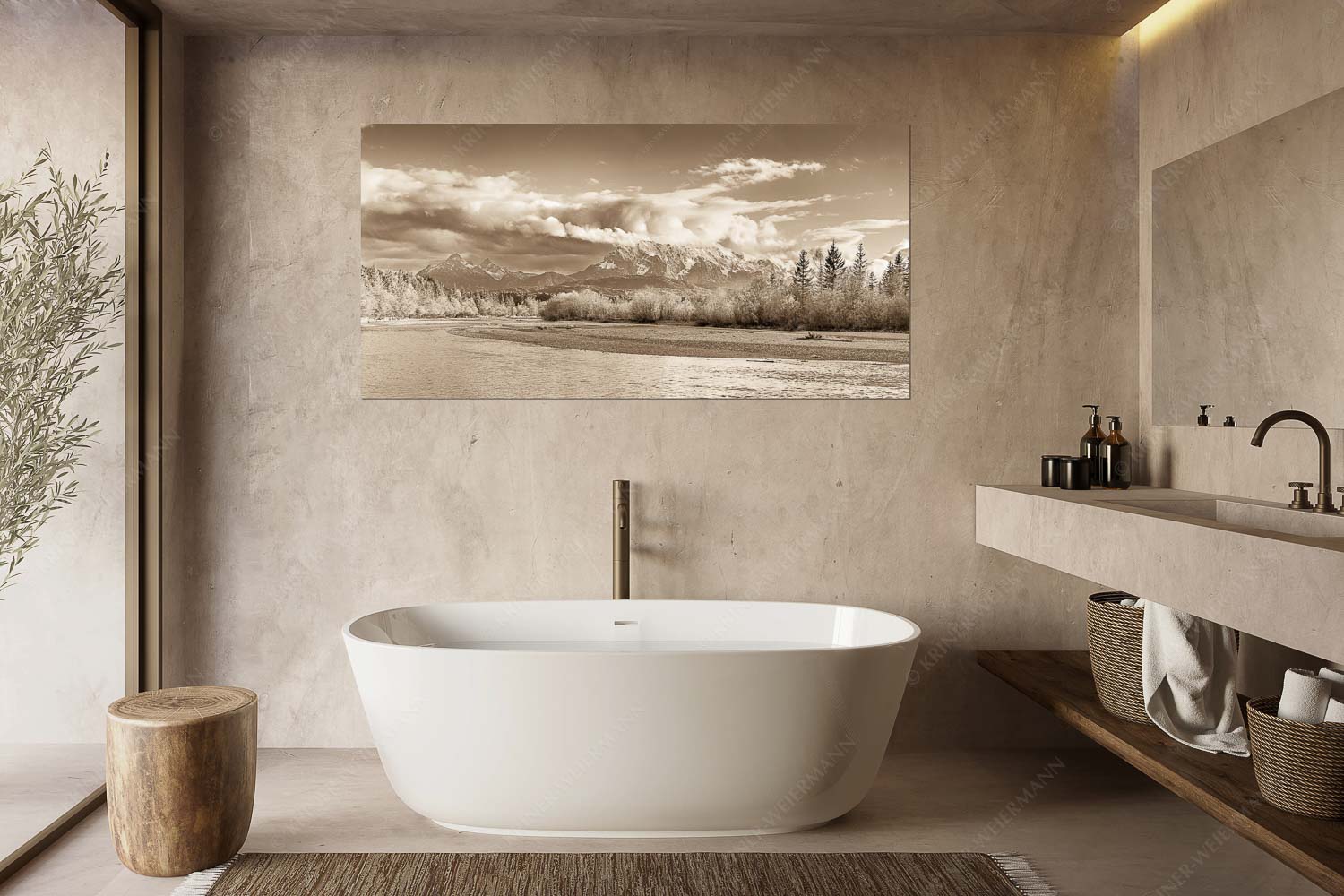 Heimliches Wahrzeichen III – Größe ca. 180x90cm, Seitenverhältnis 2:1 — Isar mit Arnspitzen Blick über die Isar bei Wallgau zum Wettersteingebirge und den Arnspitzen - Heimliches Wahrzeichen III - Größe ca. 180x90cm, Seitenverhältnis 2:1 - Isar mit Arnspitzen - weitere Infos unter https://www.kriner-weiermann.de